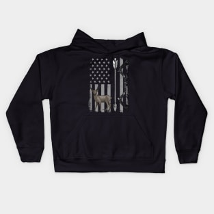 American Flag Bow Deer Hunting Gifts Archery Hunting Hunter Kids Hoodie